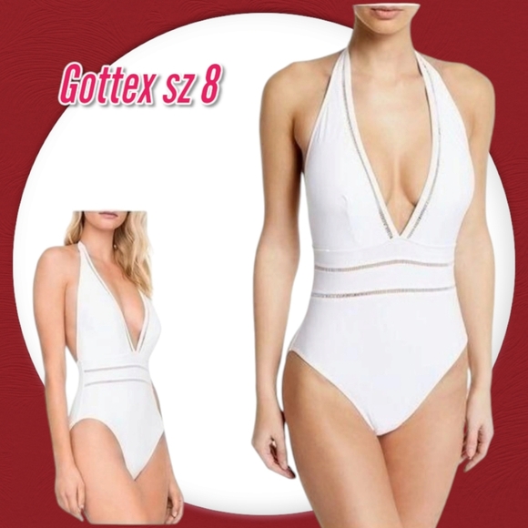 Gottex Woman's Swimsuit Finesse Plunging Halter One Piece White Swimsuit - Picture 1 of 11